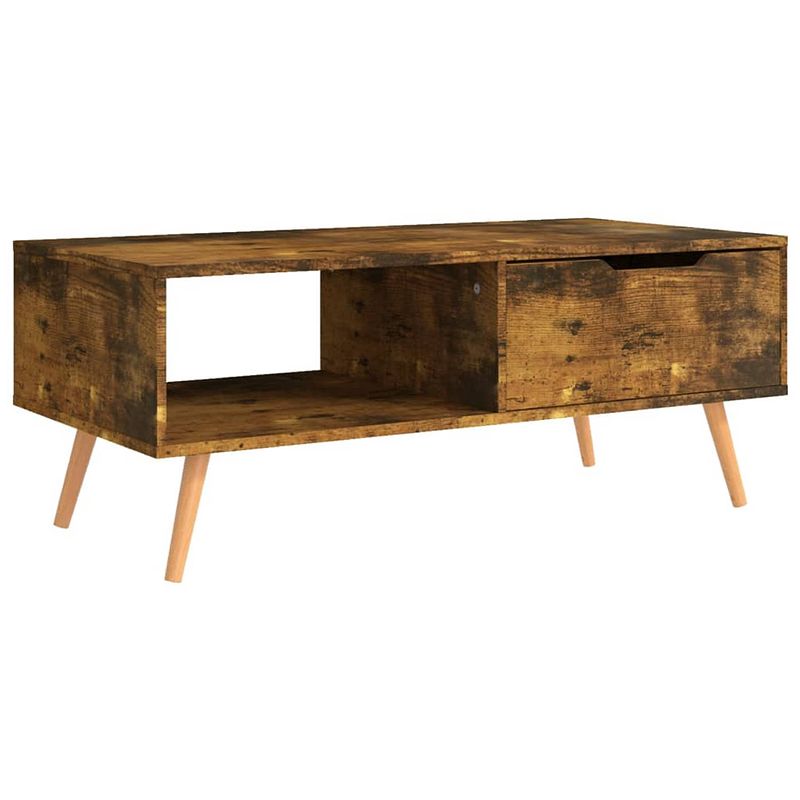 Foto van The living store salontafel gerookt eiken - spaanplaat - 100 x 49.5 x 43 cm