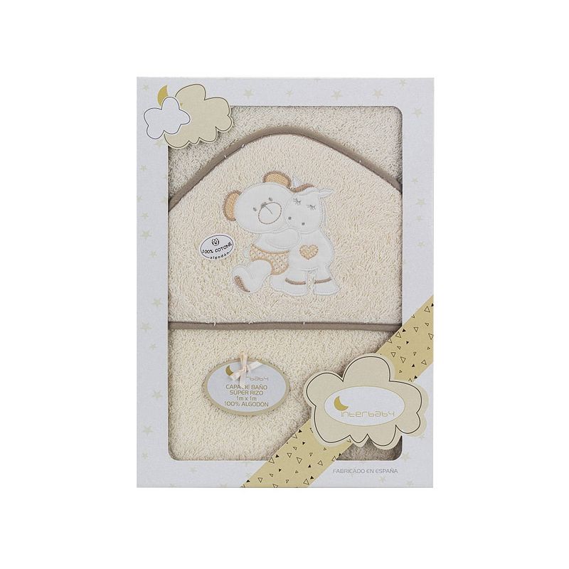 Foto van Interbaby badhanddoek met capuchon 100 x 100 cm katoen beige