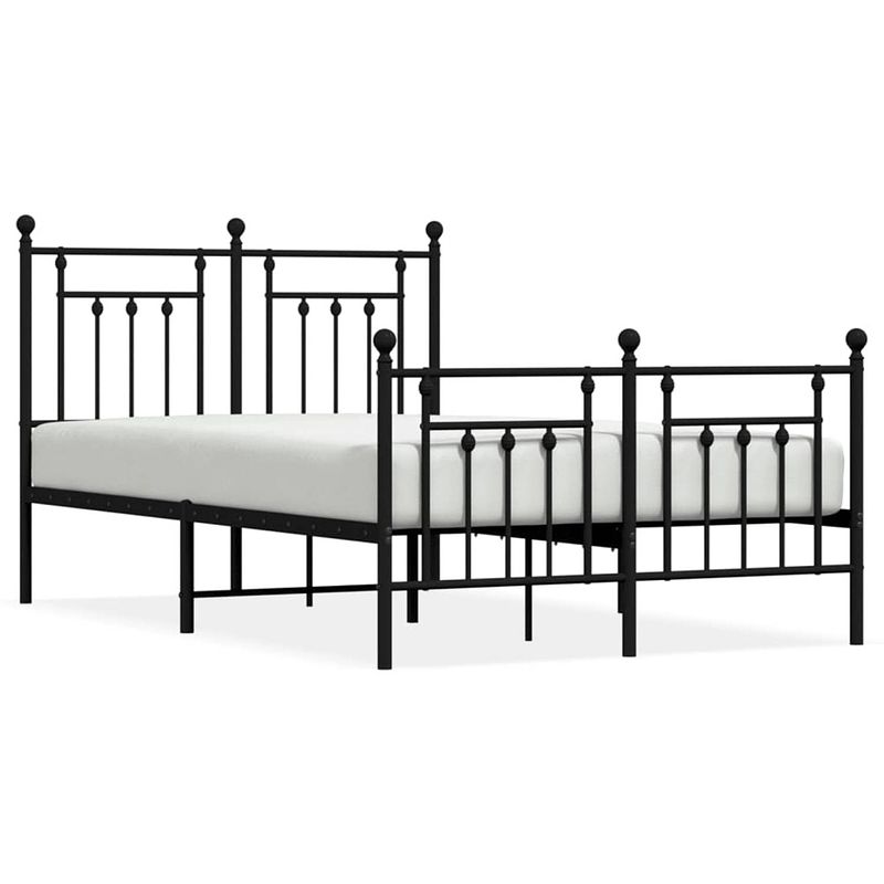 Foto van Vidaxl bedframe met hoofd- en voeteneinde metaal zwart 120x190 cm