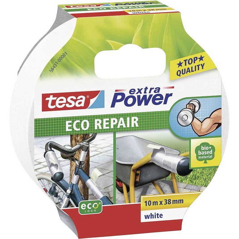 Foto van Tesa eco repair 56431-00001-00 textieltape tesa extra power wit (l x b) 10 m x 38 mm 1 stuk(s)