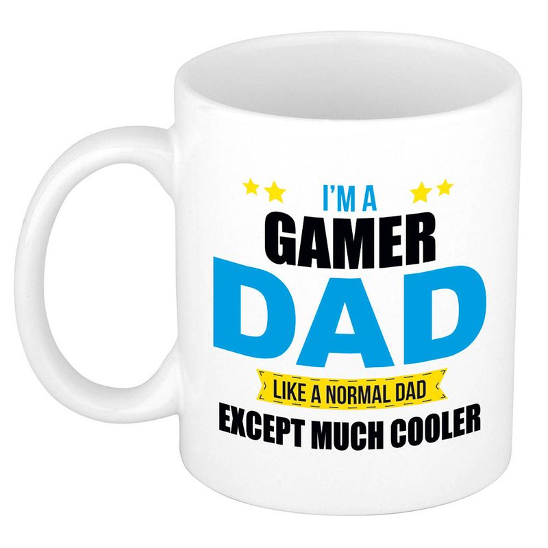 Foto van Gamer dad mok / beker wit 300 ml - cadeau mokken - papa/ vaderdag - feest mokken