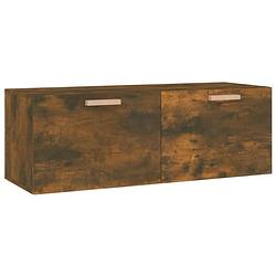 Foto van The living store wandkast - gerookt eiken - 100x36.5x35 cm - 2 lades