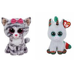 Foto van Ty - knuffel - beanie boo's - kiki cat & christmas unicorn