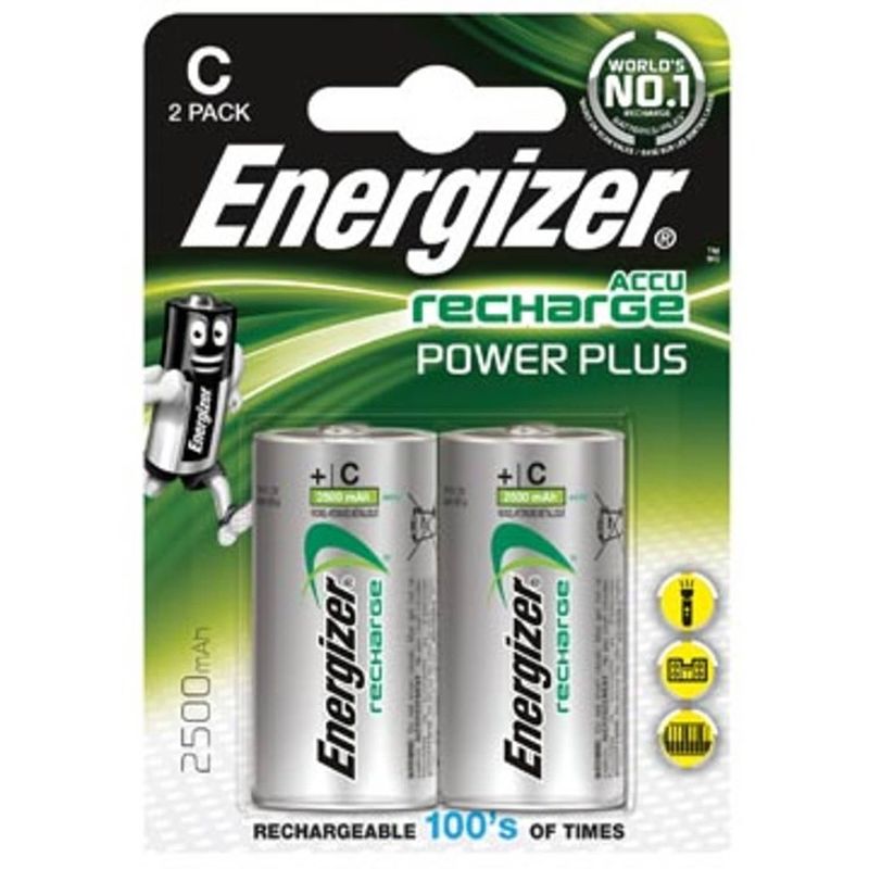 Foto van Energizer herlaadbare batterijen power plus c, blister van 2 stuks
