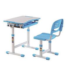 Foto van Vipack kinderbureau comfortline met stoel - blauw - 66x47x54/76 cm - leen bakker