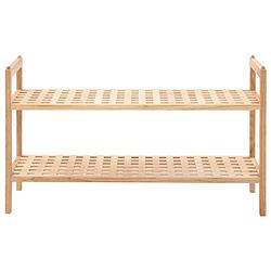 Foto van The living store schoenenrek walnoten hout - 69 x 26 x 40 cm - 2 schappen