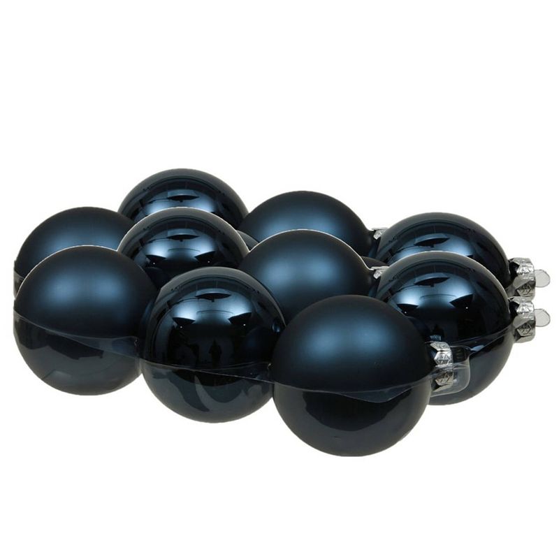 Foto van 12x stuks glazen kerstballen donkerblauw 8 cm mat/glans - kerstbal