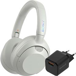 Foto van Sony ult wear wit + bluebuilt quick charge oplader met usb a poort 18w zwart