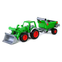 Foto van Polesie tractor met voorlader en aanhanger 58x16x17 cm groen 1450657