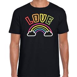 Foto van Bellatio decorations gay pride shirt - love - regenboog - heren - zwart 2xl - feestshirts