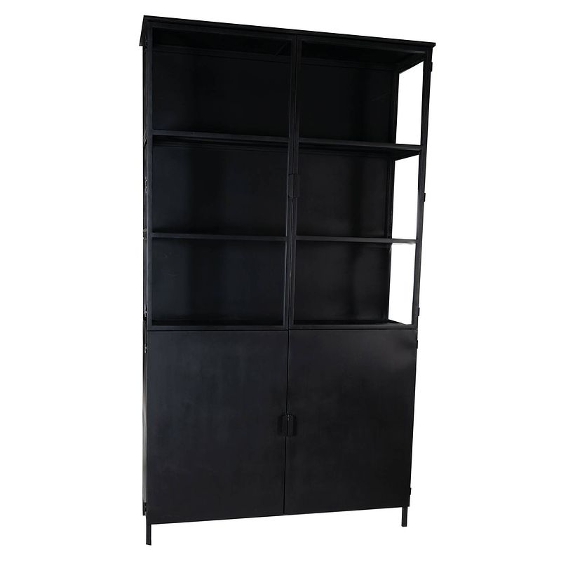 Foto van Ptmd elina glass cabinet black iron frame 2 doors