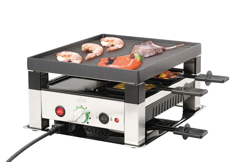 Foto van Solis 7910 5 in 1 table for 4 grill gourmetset zilver