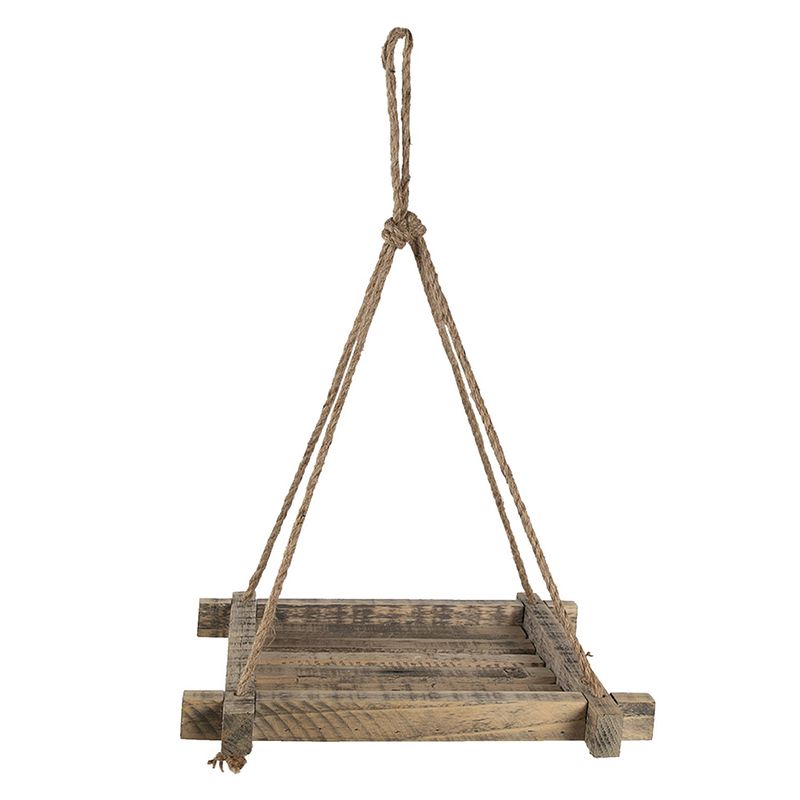 Foto van Clayre & eef plantenhanger binnen 36*36 cm bruin hout hangpot bruin hangpot