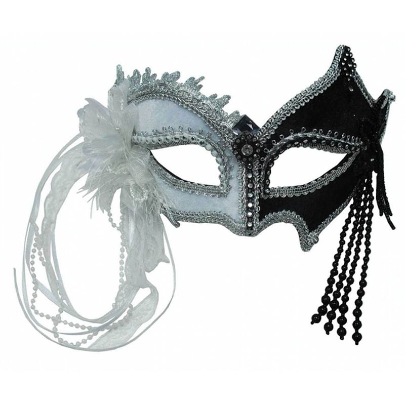 Foto van Zwart met wit venetiaans oogmasker - verkleedmaskers