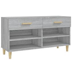 Foto van The living store schoenenkast - elegant - opbergruimte 2 lades - 4 vakken - afmetingen- 102x35x55cm - grijs sonoma