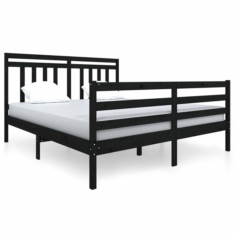 Foto van Vidaxl bedframe massief hout zwart 140x200 cm