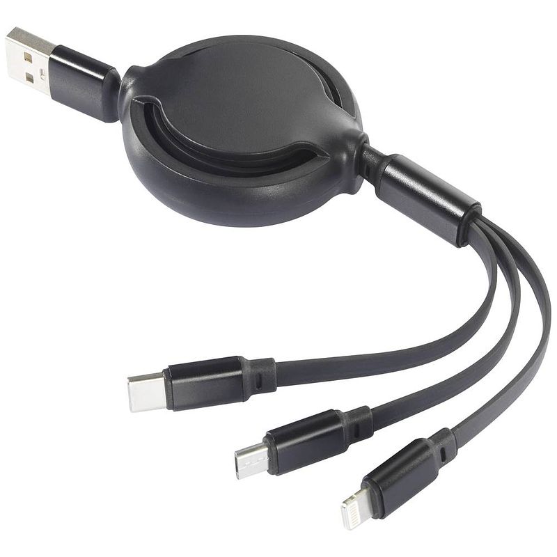 Foto van Renkforce usb-laadkabel usb 2.0 usb-a stekker 1.00 m chroom-zwart flexibel rf-5800360