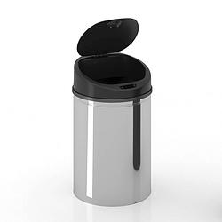 Foto van Jago® vuilnisbak met sensor - 30 l, zilver, roestvrij staal, rond, met klemring, vuilnisemmer, afvalemmer