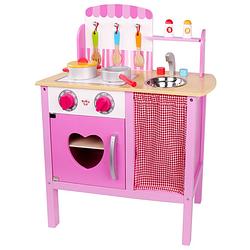 Foto van Tooky toy speelgoedkeuken junior 54 x 68 cm hout roze 9-delig