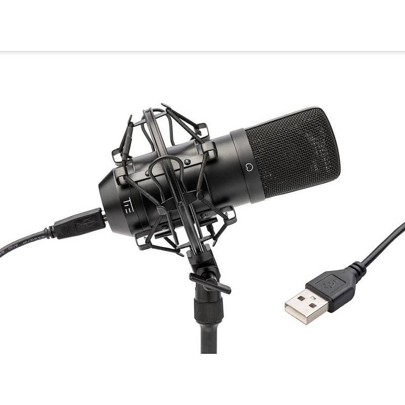 Foto van Tie studio condenser mic sw usb-studiomicrofoon kabelgebonden incl. shockmount, incl. kabel