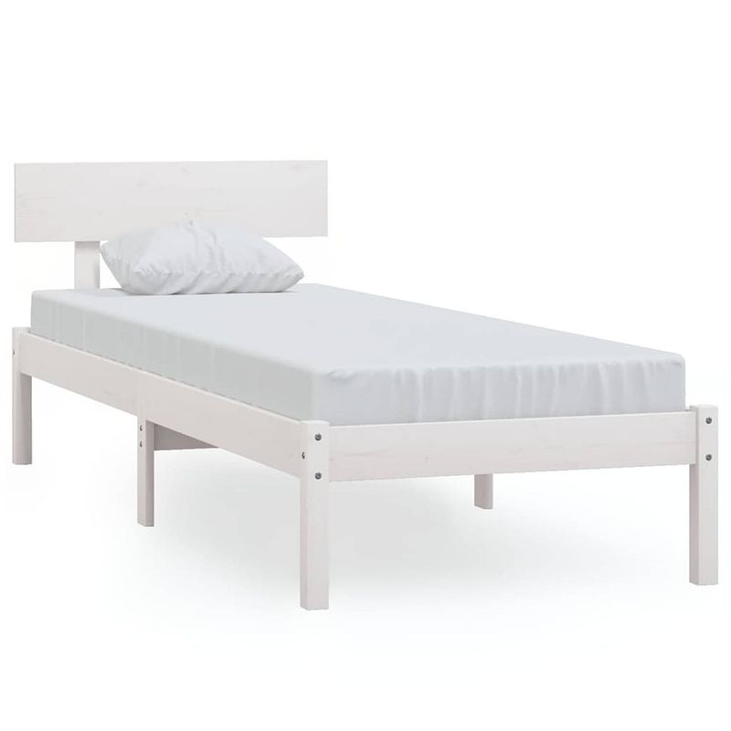 Foto van Vidaxl bedframe massief grenenhout wit 75x190 cm uk small single