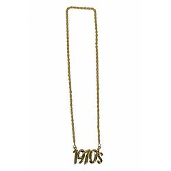 Foto van Verkleed sieraden ketting - thema seventies/jaren 70 - feestartikelen - goudkleurig - verkleedsieraden