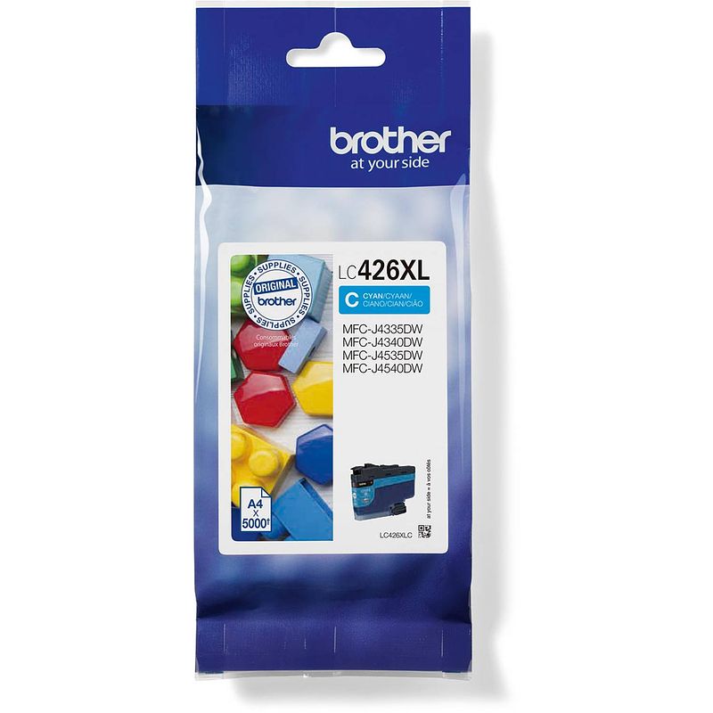 Foto van Brother inktcartridge, 5.000 pagina'ss, oem lc-426xlc, cyaan 5 stuks