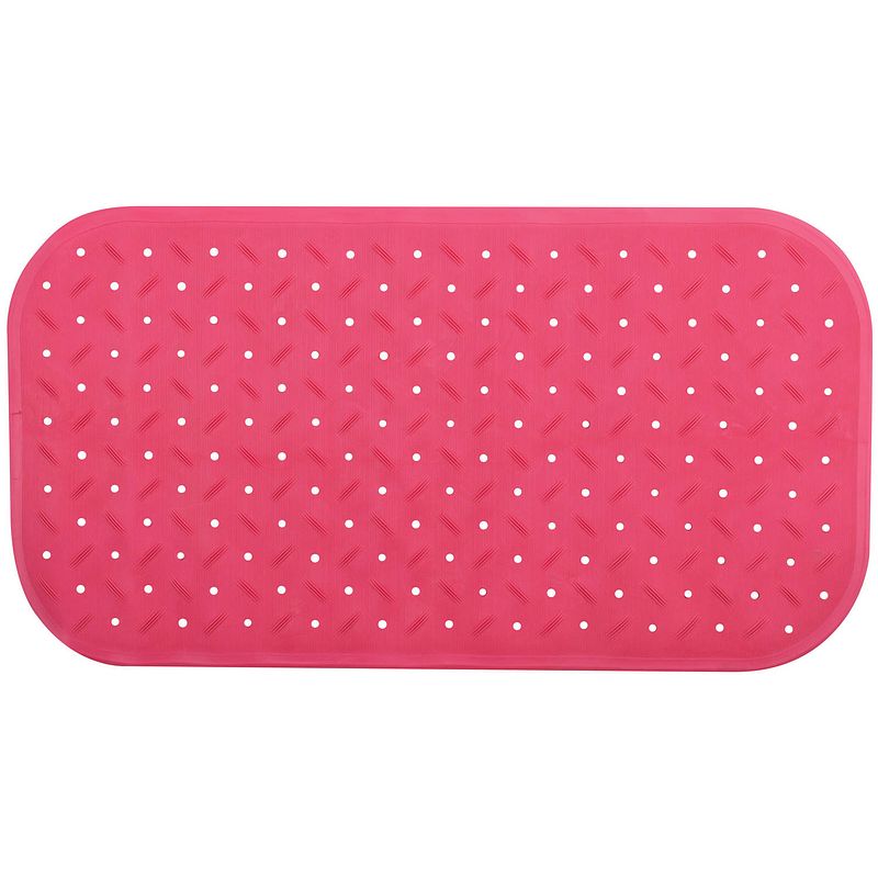 Foto van Msv douche/bad anti-slip mat badkamer - rubber - fuchsia roze - 36 x 65 cm - badmatjes