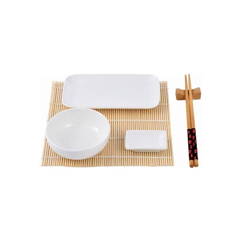 Foto van Sushi-set masterpro q3565 porselein wit bamboe (12 pcs)