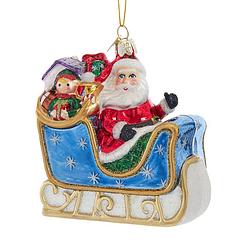 Foto van Kurt s. adler - noble gems glass santa sleigh ornament 4 inch