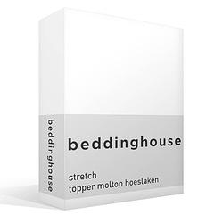 Foto van Beddinghouse multifit stretch topper molton hoeslaken - 80% katoen - 20% polyester - lits-jumeaux (200x200/220 cm) - wit