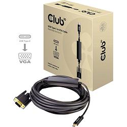 Foto van Club3d usb-c / vga adapterkabel usb-c stekker, vga-stekker 15-polig 5.00 m zwart cac-1512 vlambestendig usb-c-displaykabel