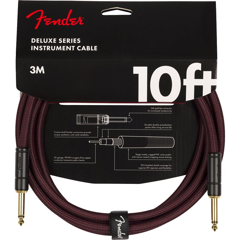 Foto van Fender deluxe series tweed cable oxblood 3 meter limited edition