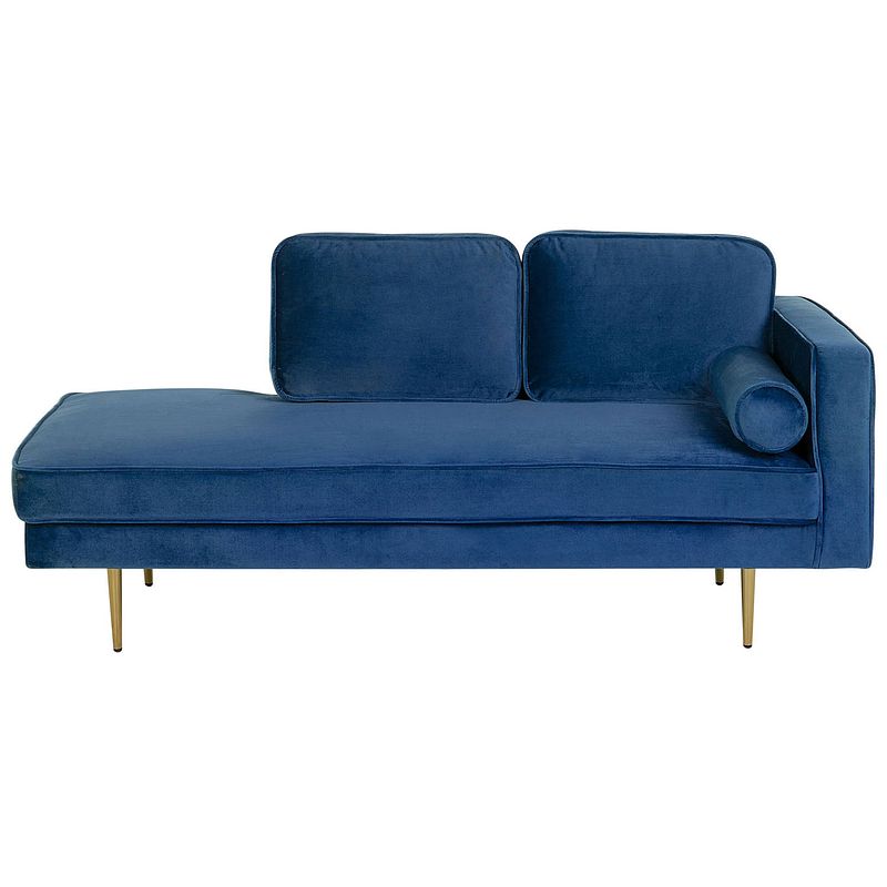 Foto van Beliani miramas - chaise longue-blauw-fluweel