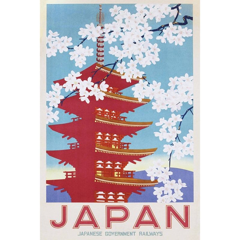 Foto van Pyramid japan railways blossom poster 61x91,5cm