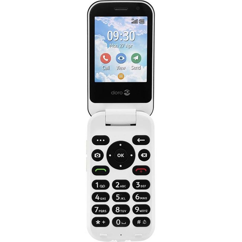 Foto van Primo by doro 7080 senioren clamshell telefoon sos-knop grafiet, wit