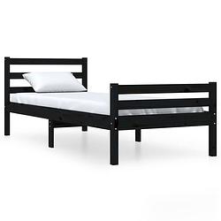 Foto van Vidaxl bedframe massief hout zwart 90x190 cm 3ft single