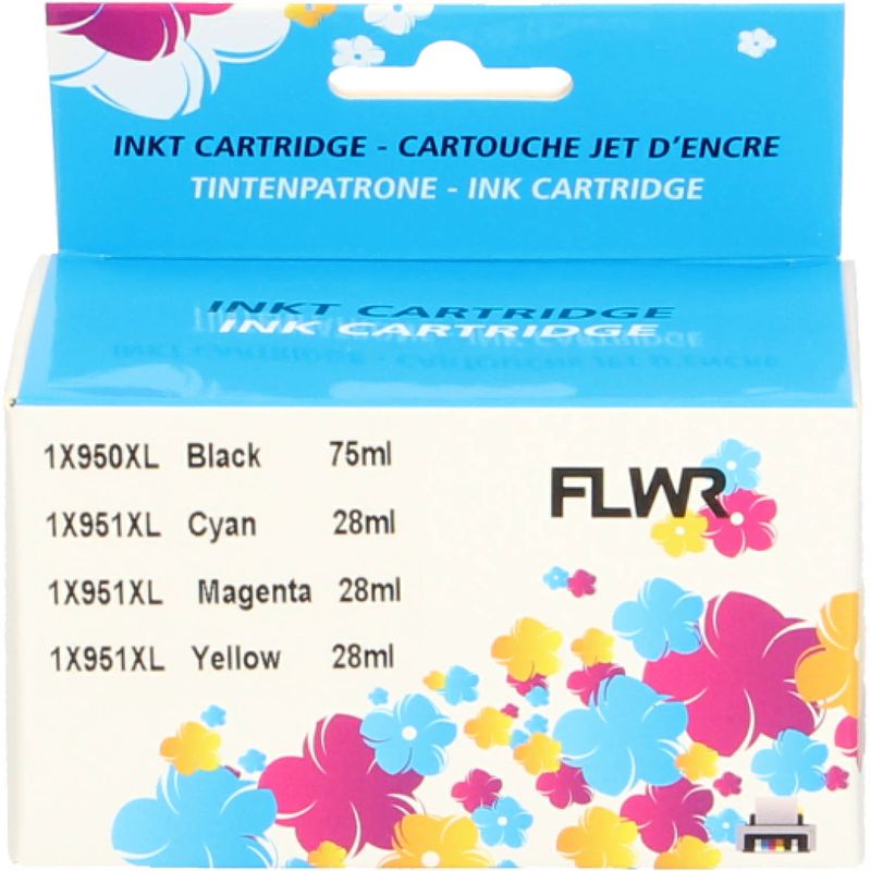 Foto van Flwr hp 950xl / 951xl 4-pack zwart en kleur cartridge