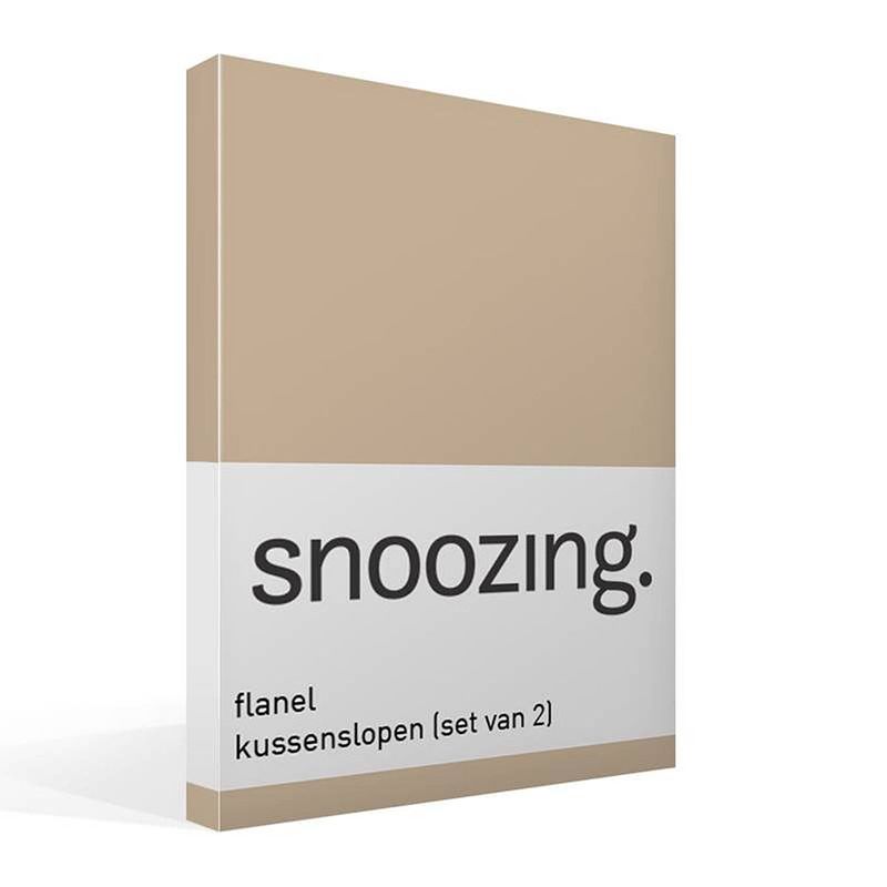 Foto van Snoozing - flanel - kussenslopen - set van 2 - 50x70 - camel