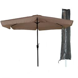 Foto van Parasol gemini - 300 cm - ecru + basic cuhoc parasolhoes - parasol combi