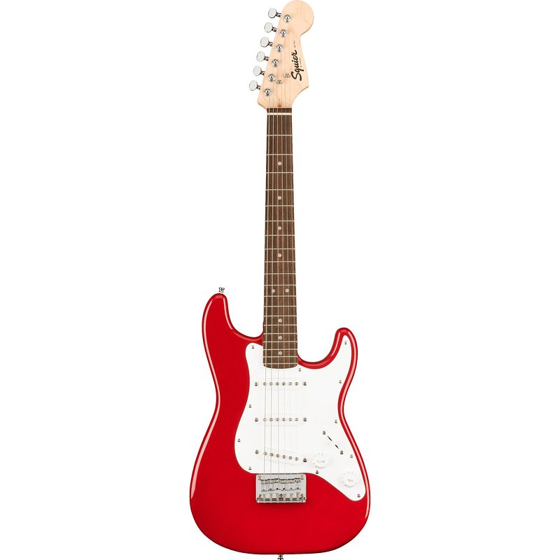 Foto van Squier mini stratocaster dakota red kindergitaar / reisgitaar