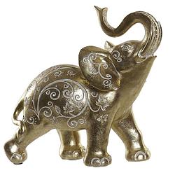 Foto van Items olifant dierenbeeld - goud - polyresin - 25 x 11 x 25 cm - home decoratie - beeldjes