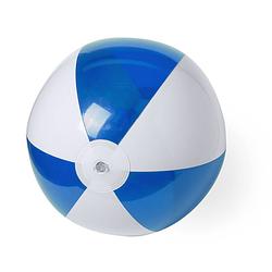 Foto van Opblaasbare strandbal plastic blauw/wit 28 cm - strandballen