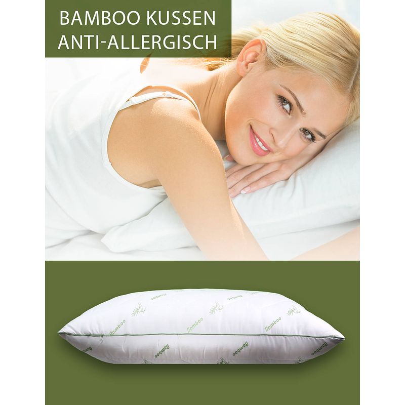 Foto van Seashell bamboo hoofdkussen - 60x70cm - wit - bamboe vezels - verkoelend - anti allergie - medium