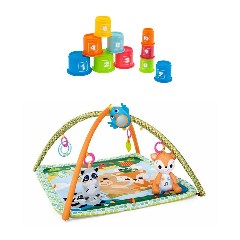 Foto van Chicco bundel - speelkleed - magic forest - relax & play & babyspeelgoed - stapel bekers