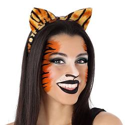 Foto van Atosa verkleed diadeem tijger/katten oren/oortjes - meisjes/dames - carnaval - verkleedhoofddeksels