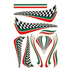 Foto van Tom fietsstickers italian checker groen/wit/rood