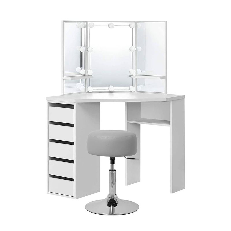 Foto van Kaptafel met led verlichting 110x141,5x54 cm wit incl. kruk ml-design