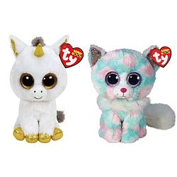 Foto van Ty - knuffel - beanie boo's - pegasus unicorn & opal cat