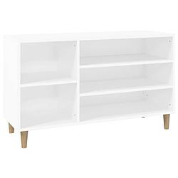 Foto van The living store schoenenkast - wit - 102 x 36 x 60 cm - bewerkt hout en massief eucalyptushout